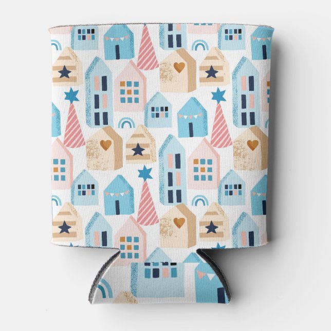 Scandinavian houses, winter mood pattern. can cooler (Front)