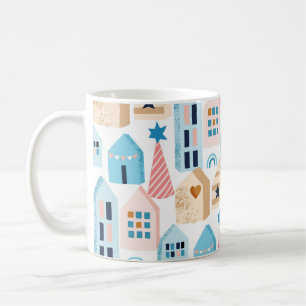 Scandinavian houses, winter mood pattern. coffee mug