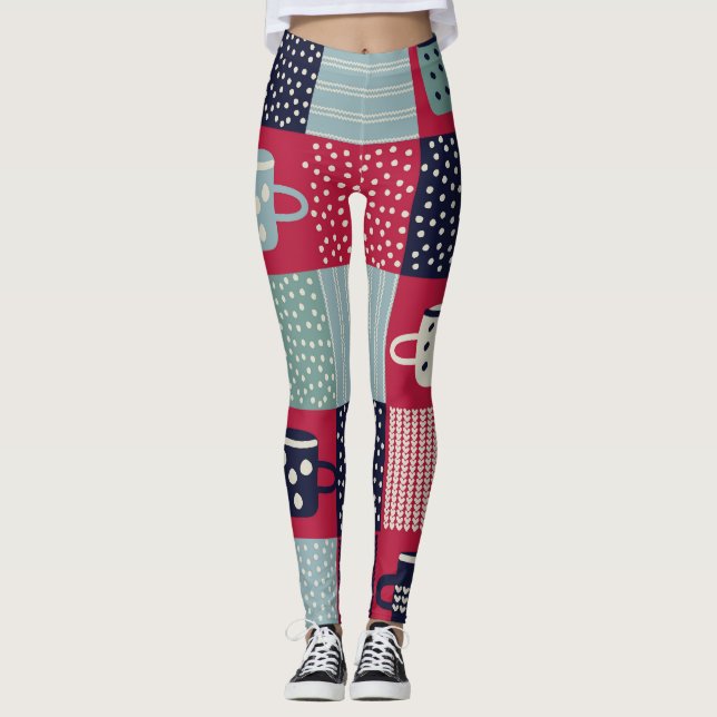 Scandinavian Hygge: Rustic Pattern Mix Leggings (Front)