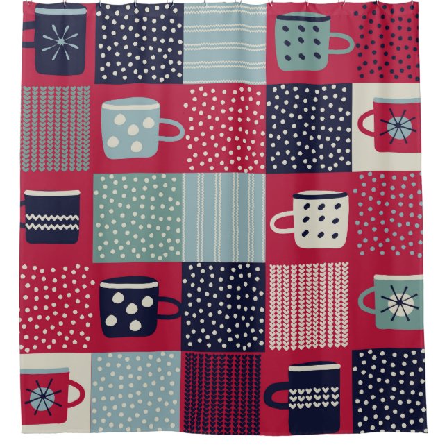 Scandinavian Hygge: Rustic Pattern Mix Shower Curtain (Front)