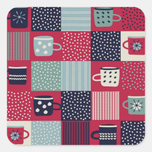Scandinavian Hygge: Rustic Pattern Mix Square Sticker