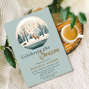 Scandinavian Hygge Woodland Deer Holiday Soiree Invitation