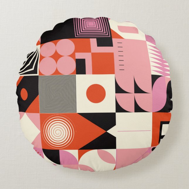 Scandinavian inspired artwork pattern made with si round cushion (Front)