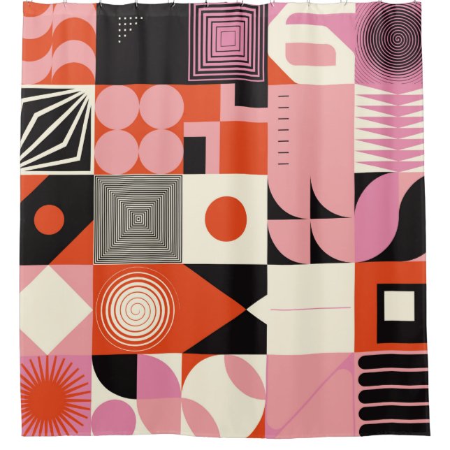 Scandinavian inspired artwork pattern made with si shower curtain (Front)