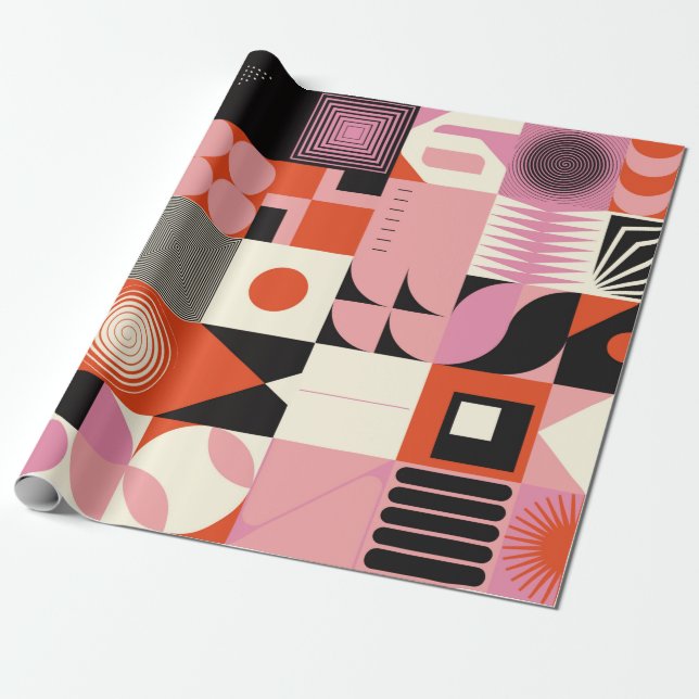 Scandinavian inspired artwork pattern made with si wrapping paper (Unrolled)