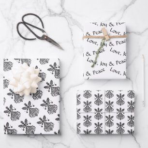 Scandinavian-inspired Folk Art Fairy Wrapping Paper Sheet