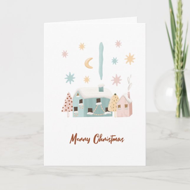 Scandinavian inspired holiday card.  Editable Card (Front)