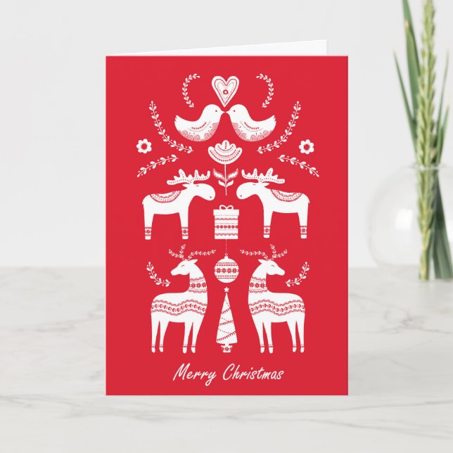 Scandinavian inspired Holiday card. Hygge Editable Card (Front)