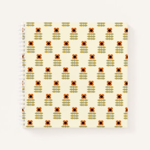 Scandinavian Inspired Orange Floral Pattern Notebook