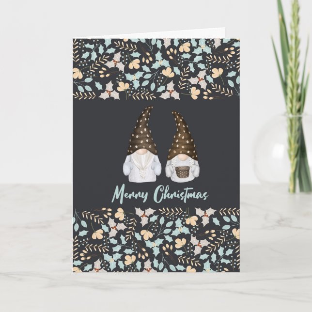 Scandinavian inspired Xmas card.  Editable Holiday Card (Front)