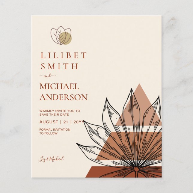 Scandinavian Japandi Abstract Lines Save Date Flyer (Front)