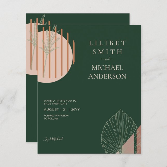 Scandinavian Japandi Abstract Shapes SAVE THE DATE (Front/Back)