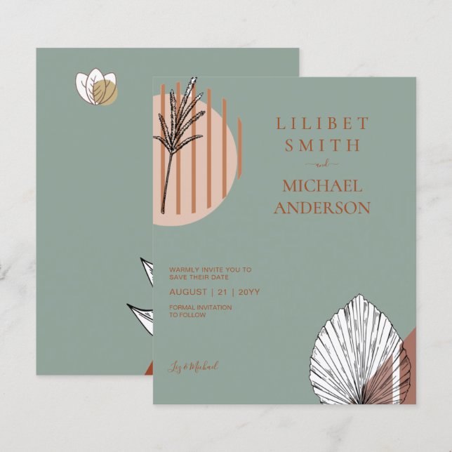 Scandinavian Japandi Abstract Shapes SAVE THE DATE (Front/Back)