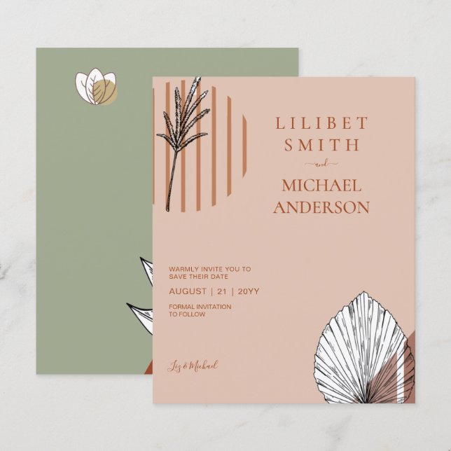 Scandinavian Japandi Abstract Shapes SAVE THE DATE (Front/Back)