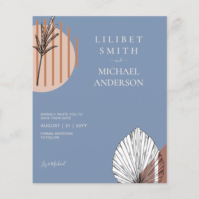 Scandinavian Japandi Abstract Shapes SAVE THE DATE Flyer (Front)