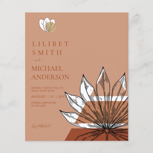 Scandinavian Japandi Abstract Shapes SAVE THE DATE Flyer (Front)