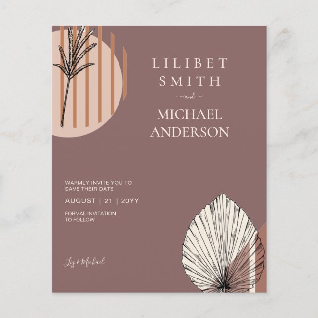 Scandinavian Japandi Abstract Shapes SAVE THE DATE Flyer (Front)