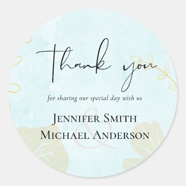 Scandinavian Japandi Modern Abstract Wedding Classic Round Sticker (Front)