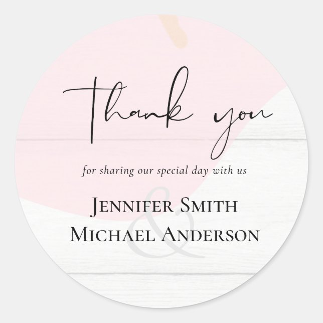 Scandinavian Japandi Modern Abstract Wedding Classic Round Sticker (Front)