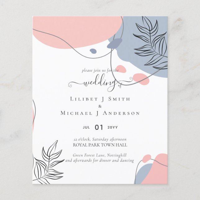 Scandinavian Japandi Modern Abstract Wedding Flyer (Front)