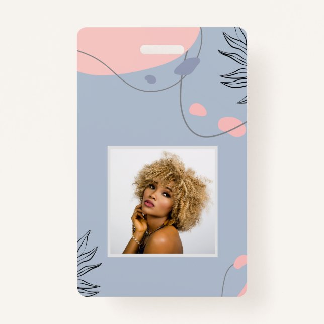 Scandinavian Japandi Modern Abstract Wedding ID Badge (Front)