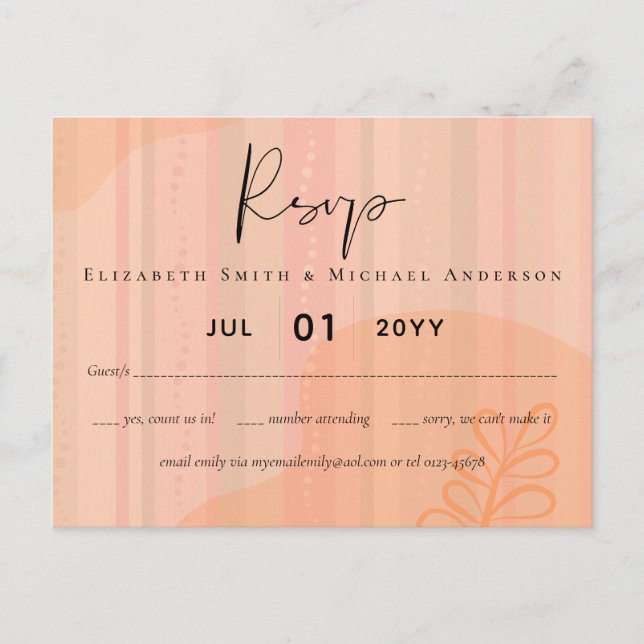 Scandinavian Japandi Modern Abstract Wedding Postcard (Front)