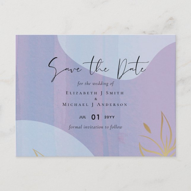 Scandinavian Japandi Modern Abstract Wedding Postcard (Front)