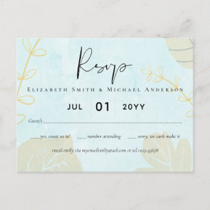 Scandinavian Japandi Modern Abstract Wedding Postcard