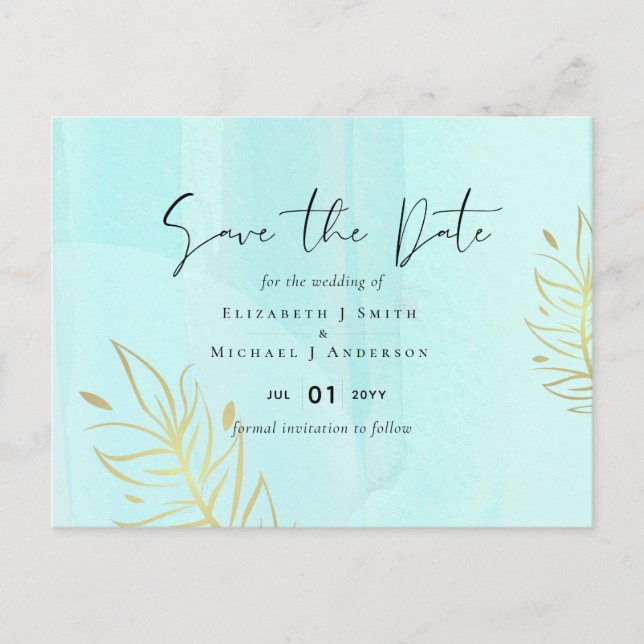 Scandinavian Japandi Modern Abstract Wedding Postcard (Front)