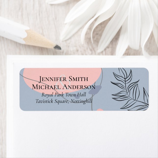 Scandinavian Japandi Modern Abstract Wedding Return Address Label (Insitu)