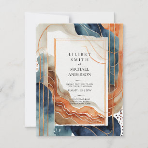 Scandinavian Japandi Wedding Abstract Nature Invitation