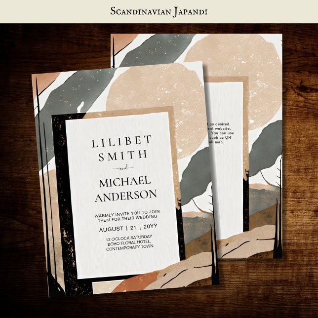 Scandinavian Japandi Wedding Theme Earth Tones Invitation (Creator Uploaded)