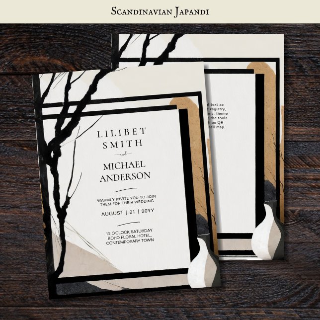 Scandinavian Japandi Wedding Theme Earth Tones Invitation (Creator Uploaded)