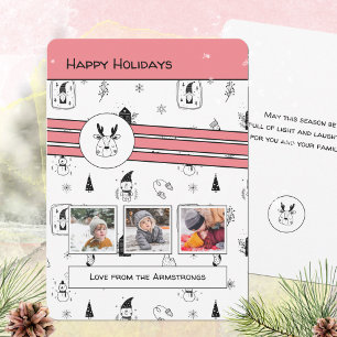 Scandinavian Japanese Reindeer Cartoon Modern Holiday Card