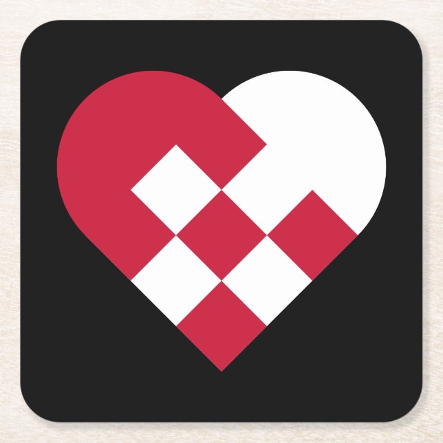 Scandinavian Jule Heart Square Paper Coaster (Front)