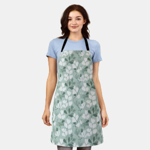 Scandinavian Light Green Leaf Sage Floral Pattern Apron