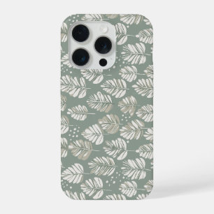 Scandinavian Light Green Leaf Sage Floral Pattern iPhone 15 Pro Case