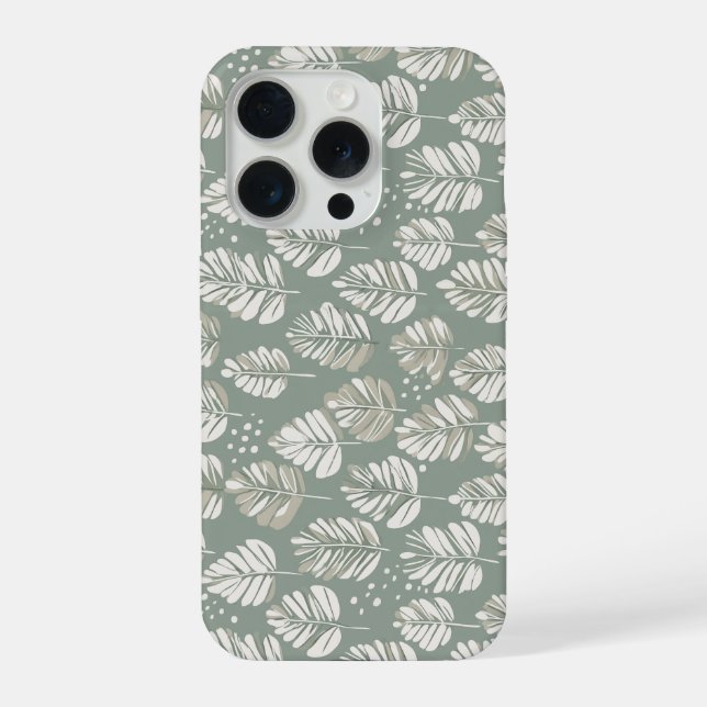 Scandinavian Light Green Leaf Sage Floral Pattern iPhone Case (Back)