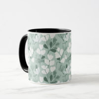 Scandinavian Light Green Leaf Sage Floral Pattern