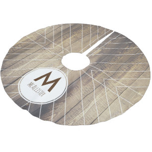Scandinavian Light Wood & White Thin Arrows Brushed Polyester Tree Skirt