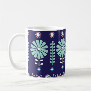 Scandinavian linear flowers, summer motif coffee mug