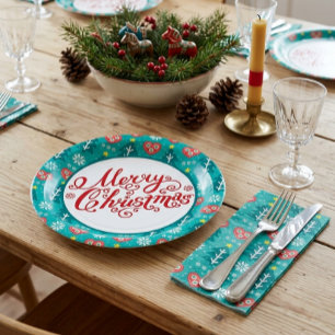 Scandinavian Merry Christmas Paper Plate