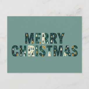 Scandinavian Merry Christmas Tree Winter Snow Holiday Postcard