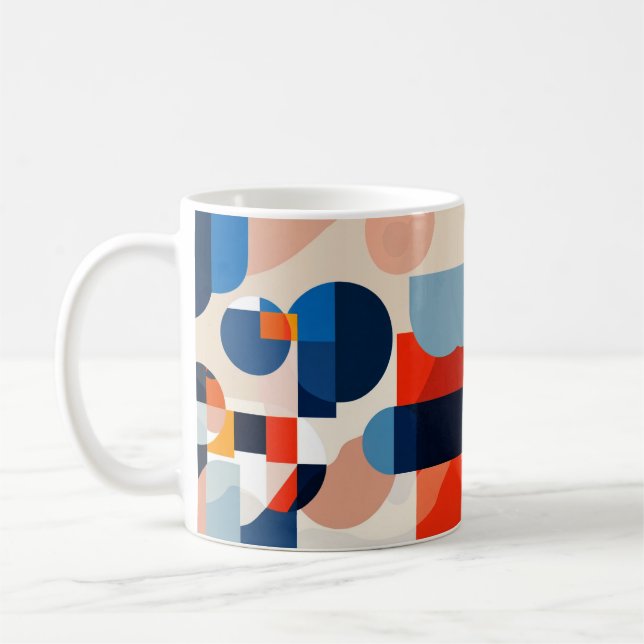 Scandinavian Mid Century Geometric Abstract Art Coffee Mug (Left)