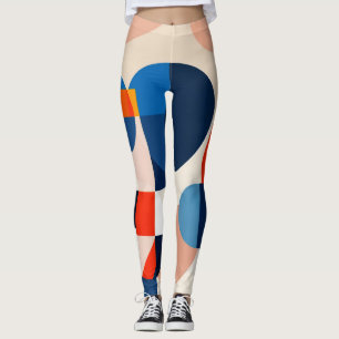 Scandinavian Mid Century Geometric Abstract Art Leggings