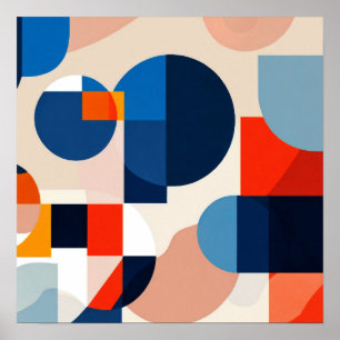Scandinavian Mid Century Geometric Abstract Art Poster