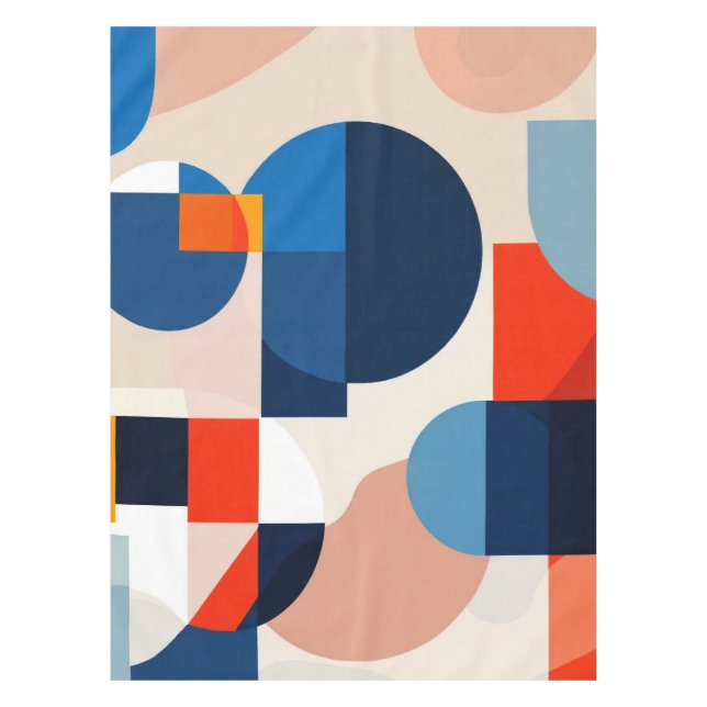 Scandinavian Mid Century Geometric Abstract Art Tablecloth (Front)