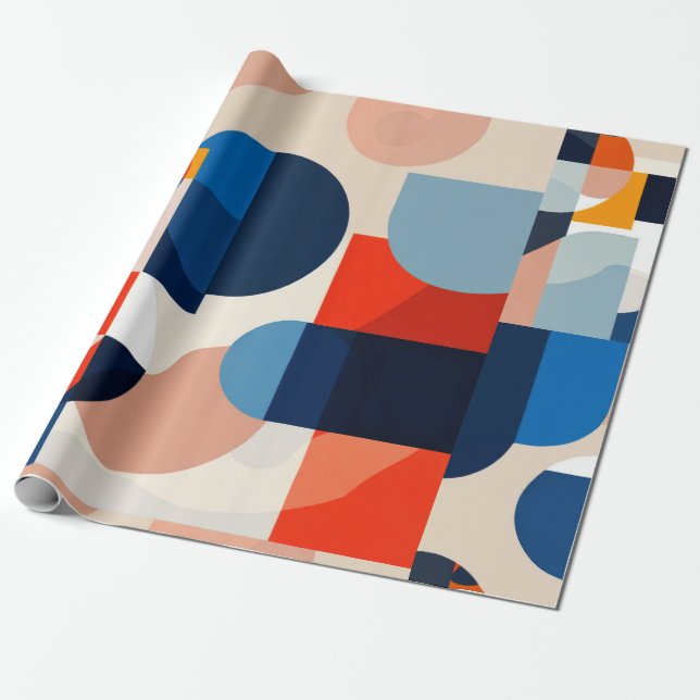 Scandinavian Mid Century Geometric Abstract Art Wrapping Paper (Unrolled)