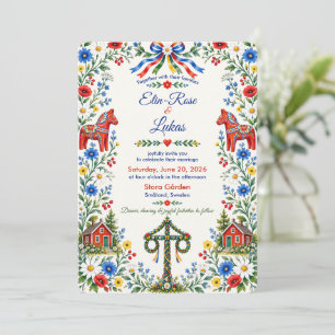 Scandinavian Midsummer Folk Wedding Invitation