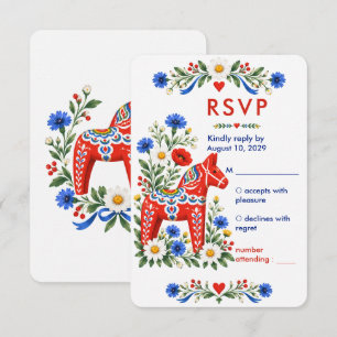 Scandinavian Midsummer Folk Wedding RSVP Card